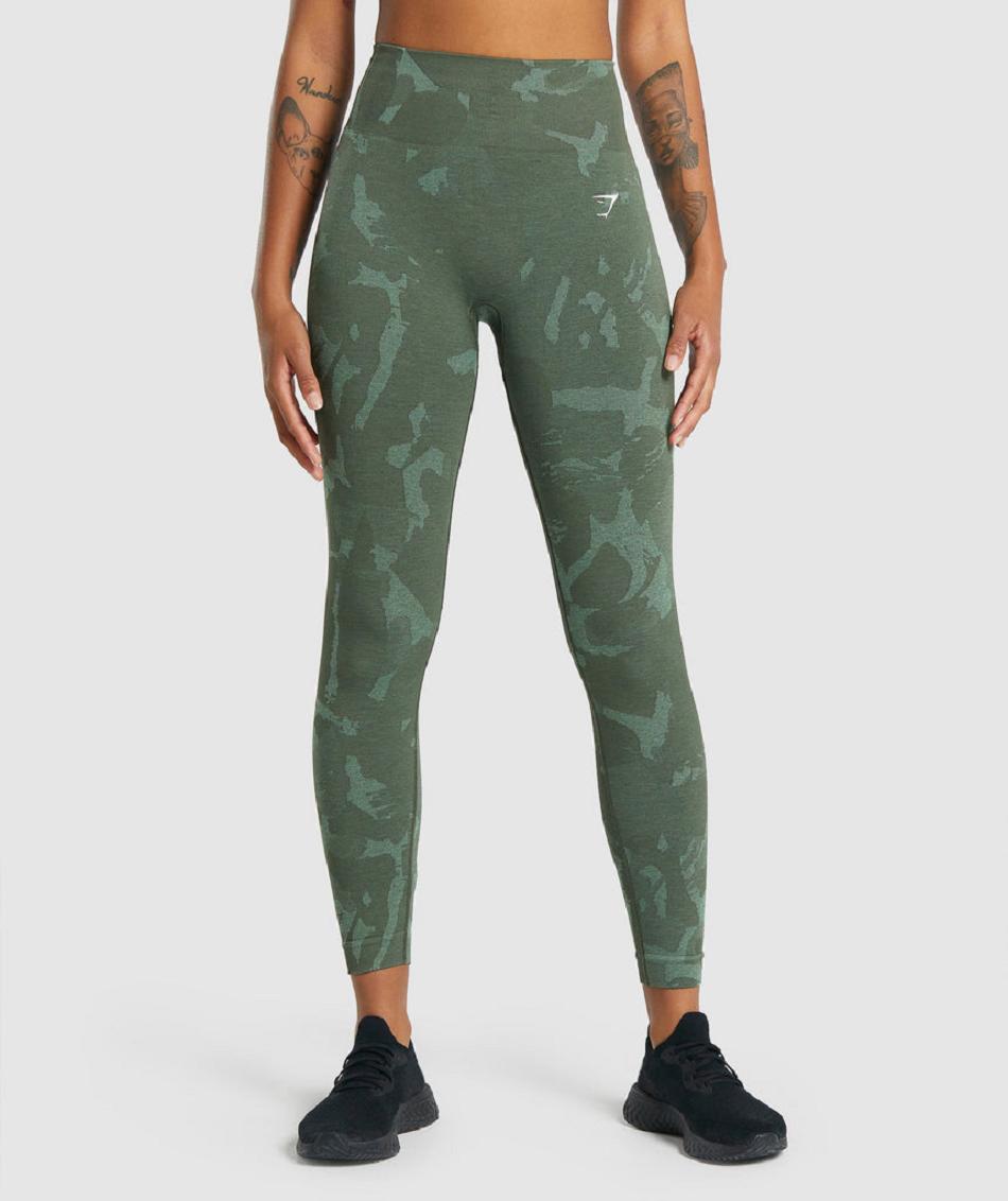 Legginsy Damskie Gymshark Adapt Camo Seamless Zielone | PL 2322VRW